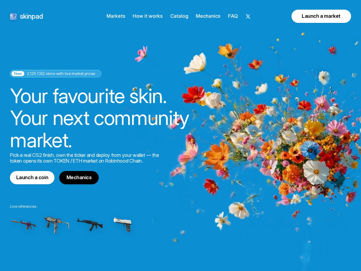 Landing-page snapshot of skinpad.fun