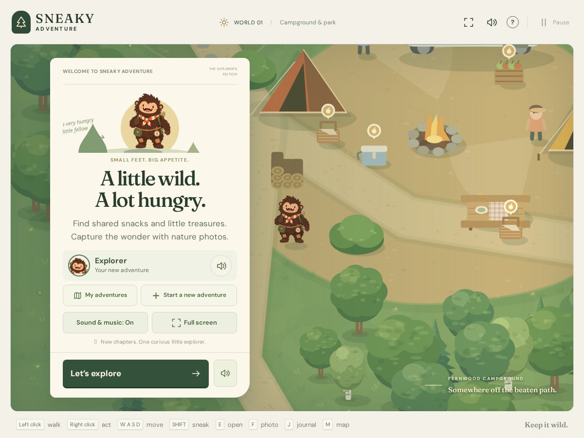 Landing-page snapshot of sneakyadventure.com