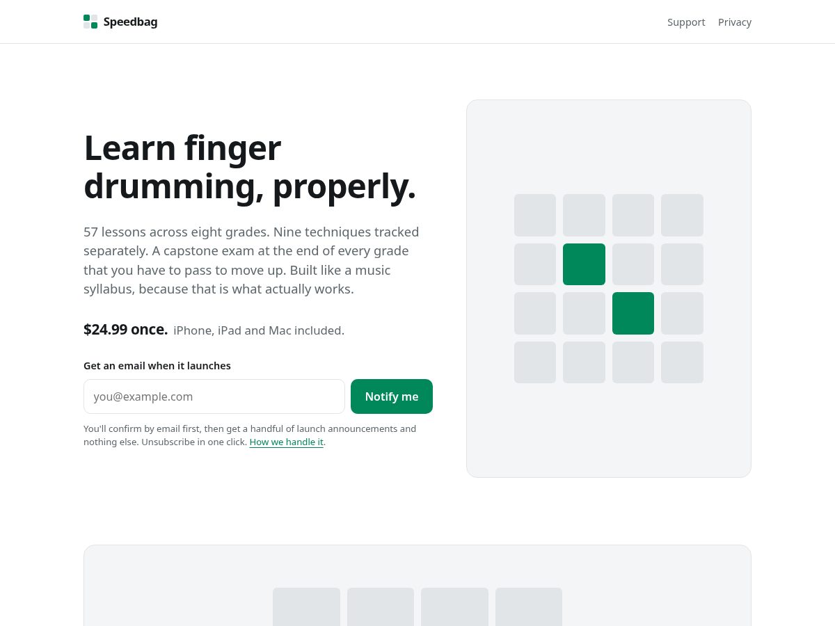 Landing-page snapshot of speedbag.app