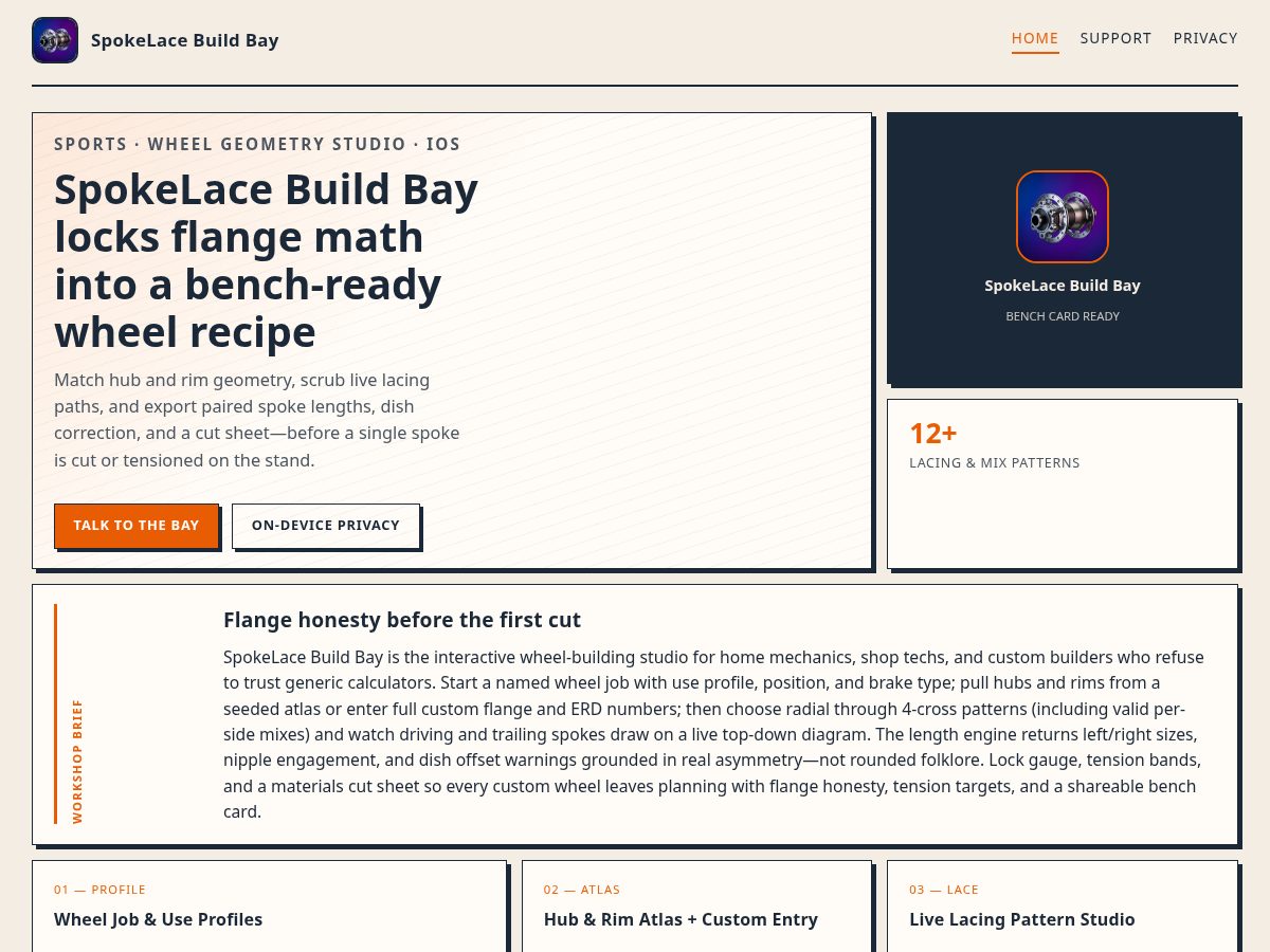 Landing-page snapshot of spokelacebuildbay.cfd