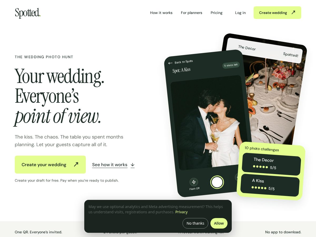 Landing-page snapshot of spottedcamera.com