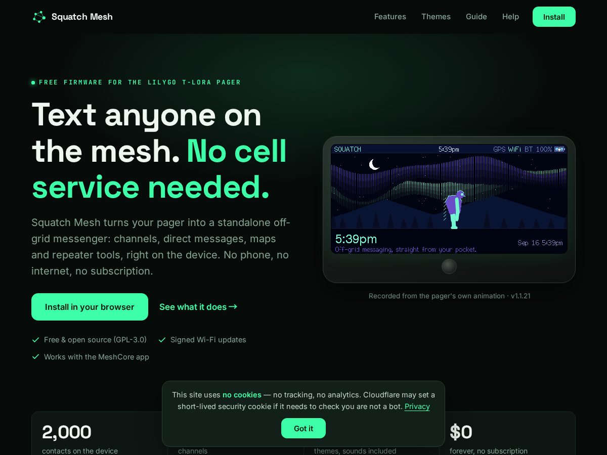 Landing-page snapshot of squatchmesh.com
