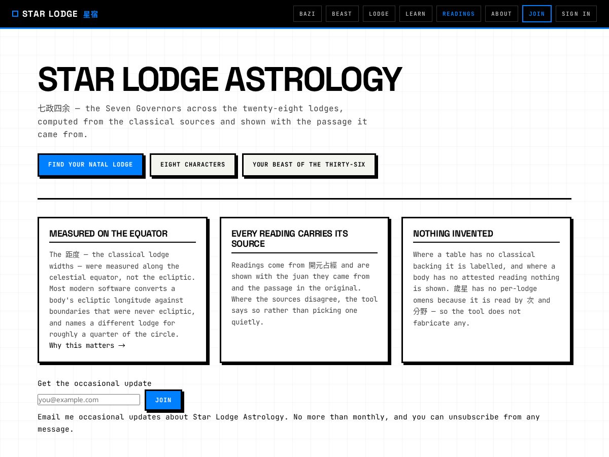 Landing-page snapshot of starlodge.online