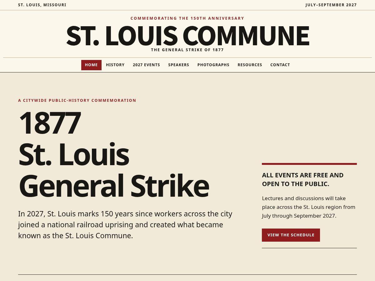 Landing-page snapshot of stlouiscommune.org