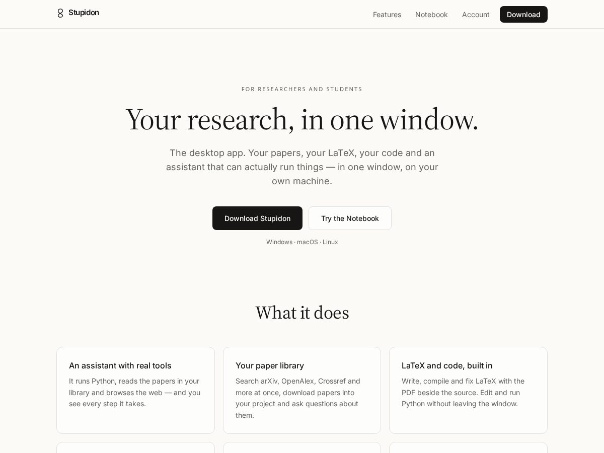 Landing-page snapshot of stupidon.com