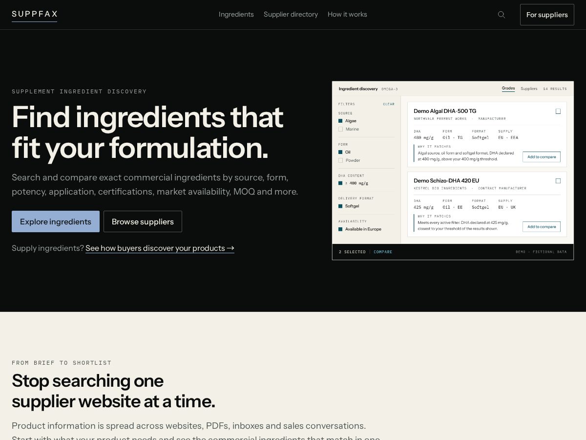 Landing-page snapshot of suppfax.com