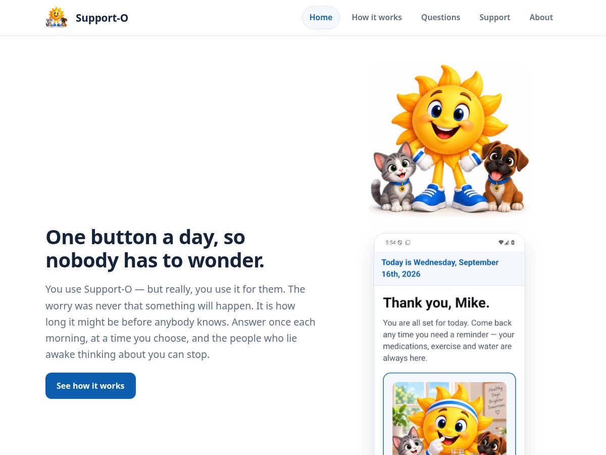 Landing-page snapshot of support-o.com