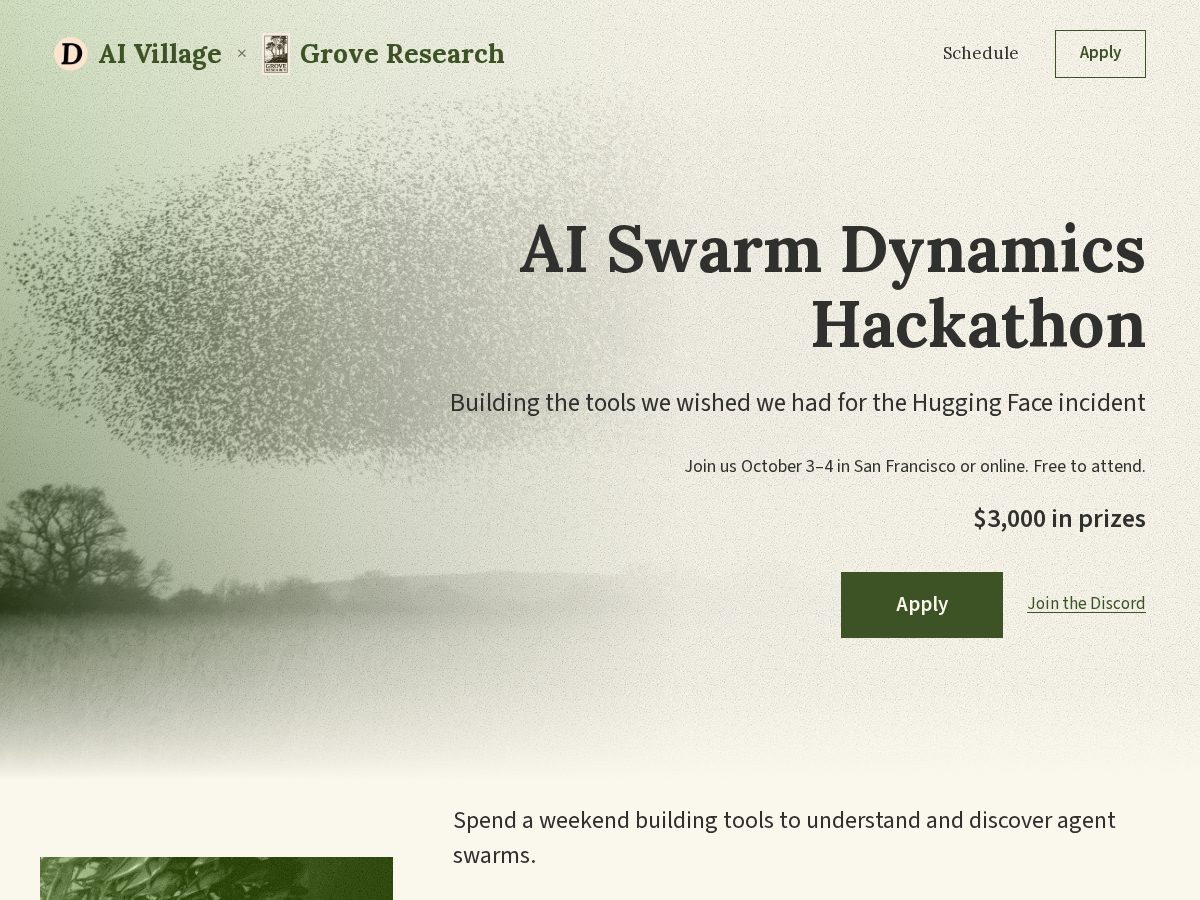 Landing-page snapshot of swarmchasing.com