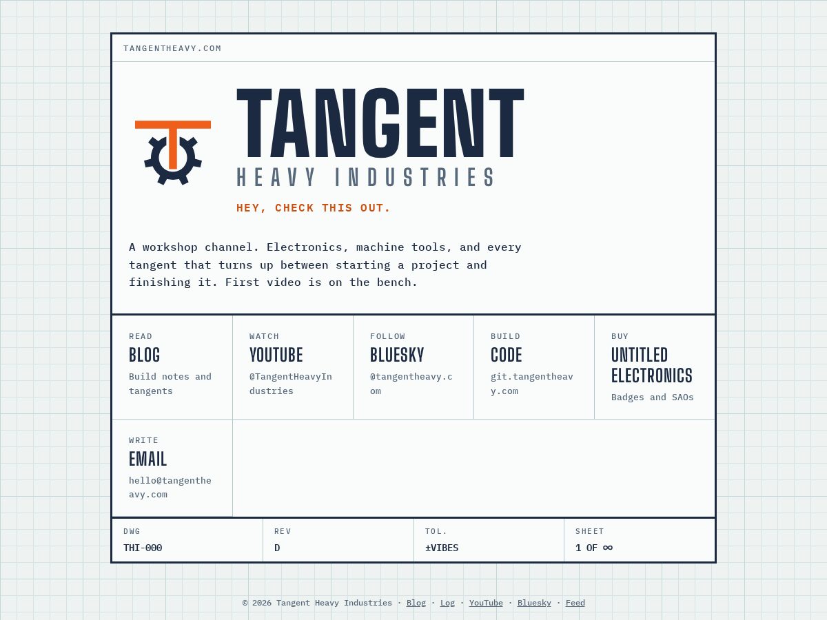 Landing-page snapshot of tangentheavy.com
