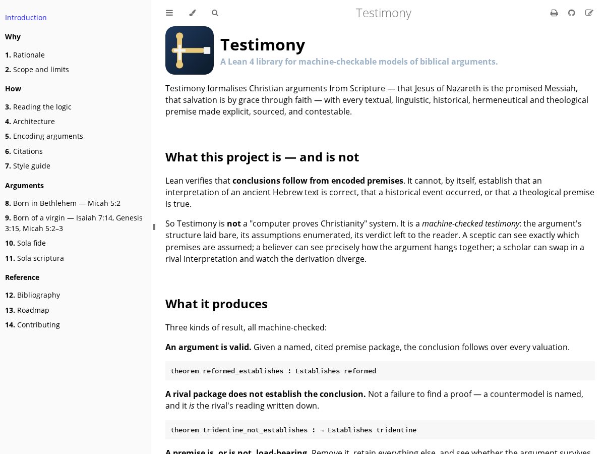 Landing-page snapshot of testimonyproject.info
