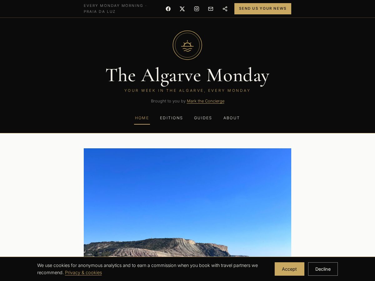 Landing-page snapshot of thealgarvemonday.com