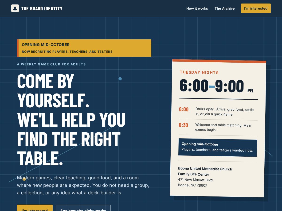 Landing-page snapshot of theboardidentity.com