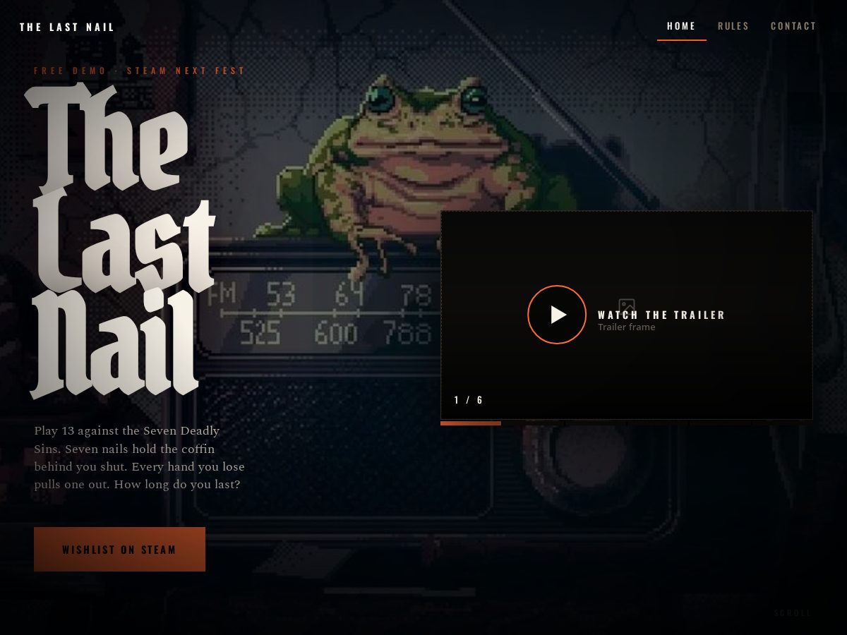 Landing-page snapshot of thelastnailgame.com
