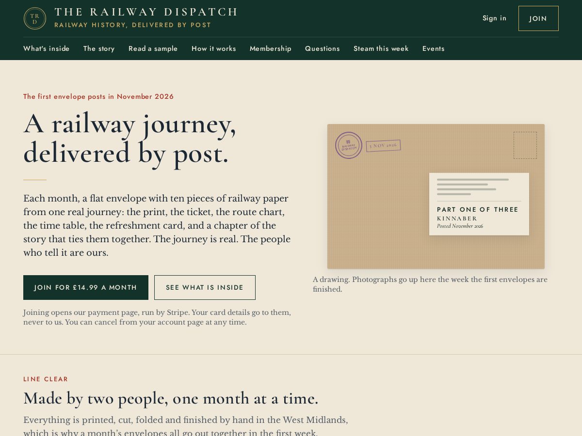 Landing-page snapshot of therailwaydispatch.com