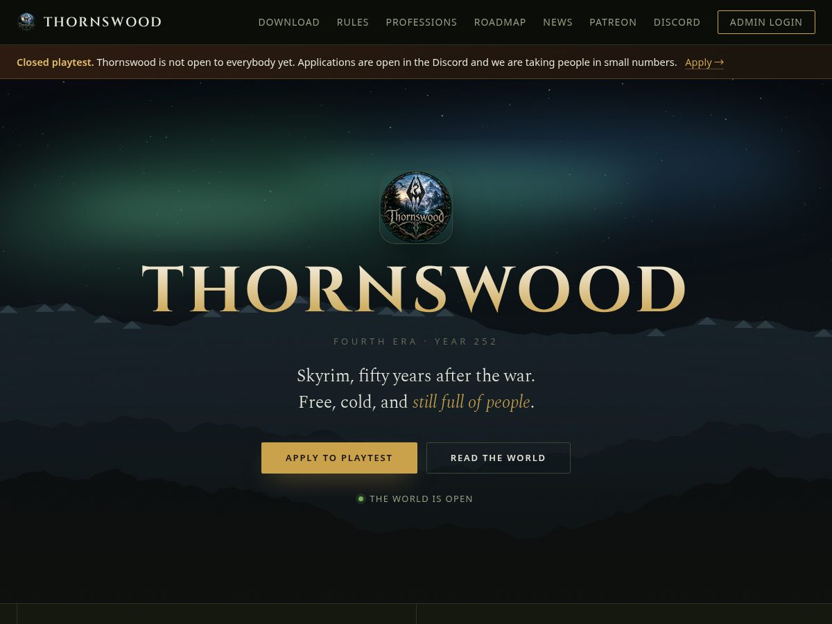 Landing-page snapshot of thornswood.net