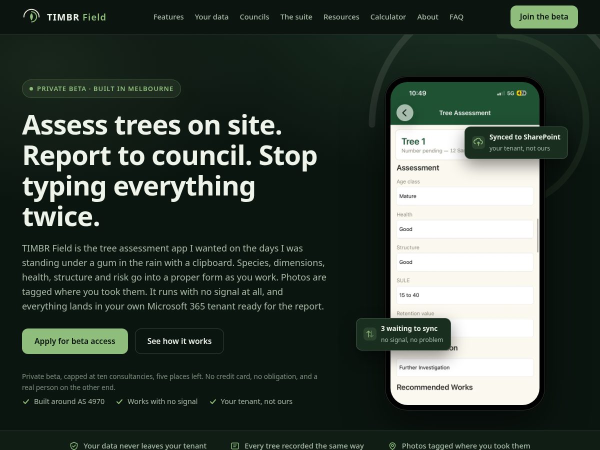 Landing-page snapshot of timbrfield.online