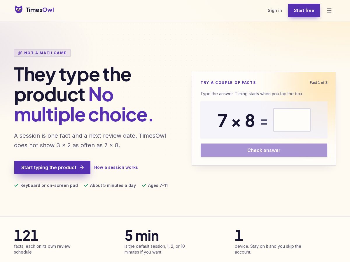 Landing-page snapshot of timesowl.com