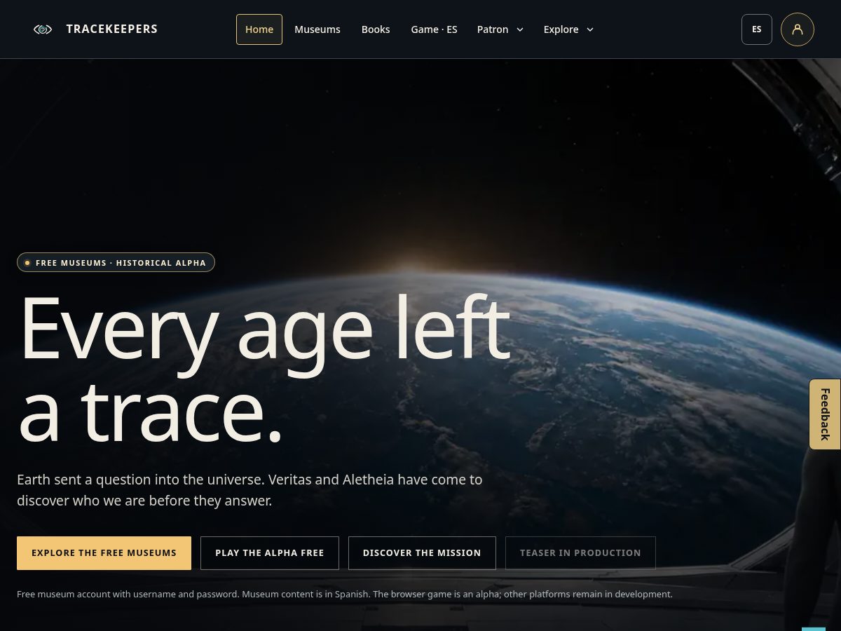 Landing-page snapshot of tracekeepers.com