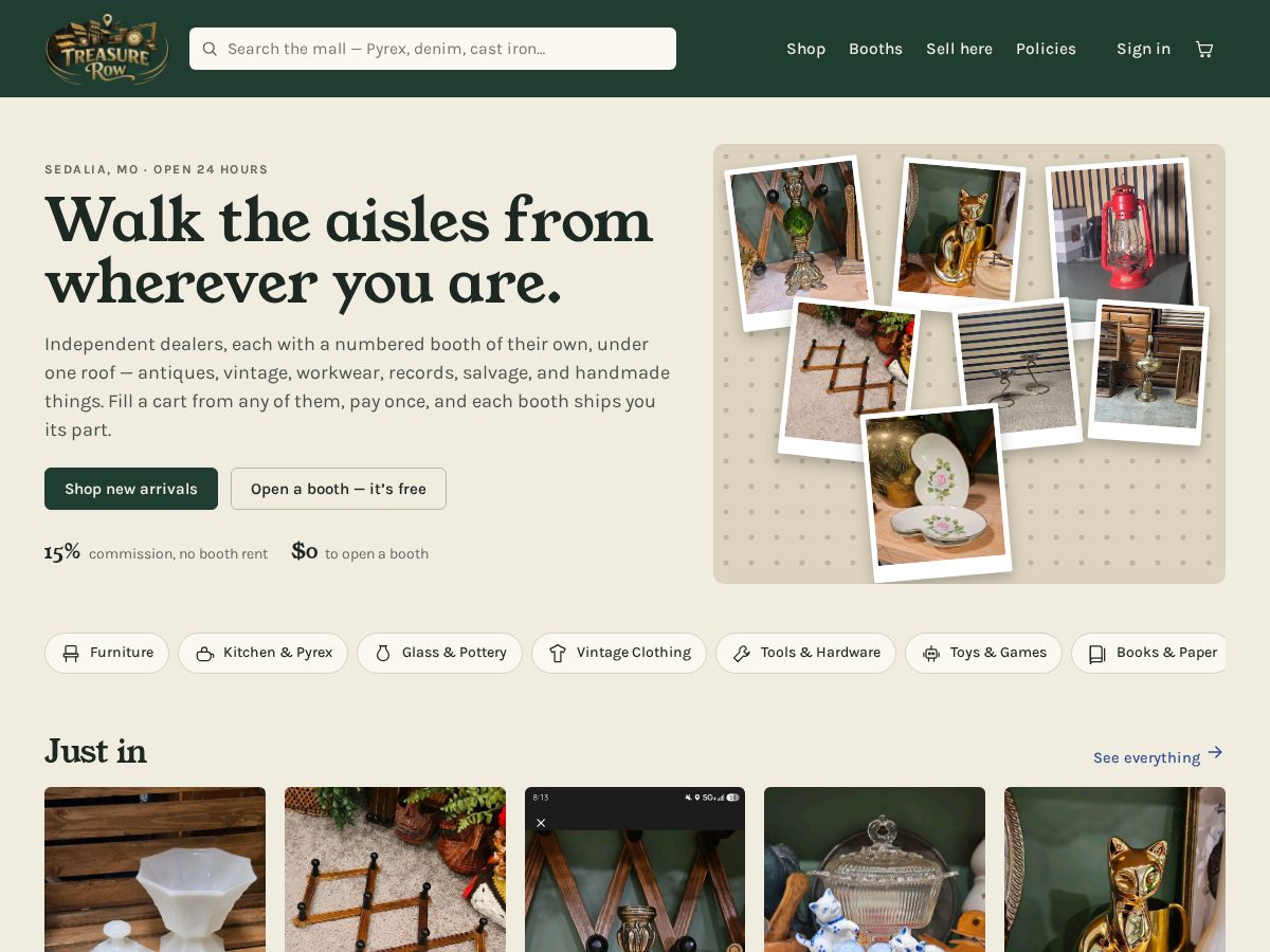 Landing-page snapshot of treasurerow.com