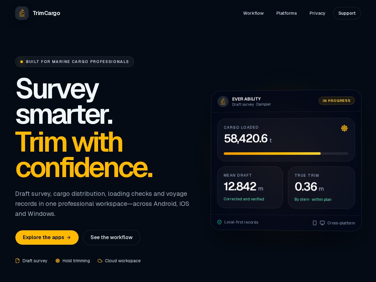 Landing-page snapshot of trimcargo.online