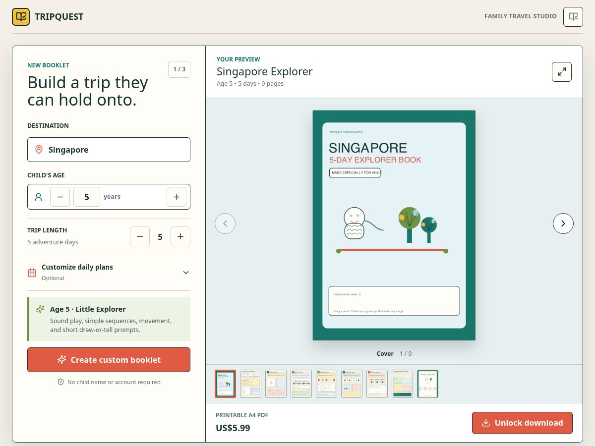 Landing-page snapshot of tripquestkids.com