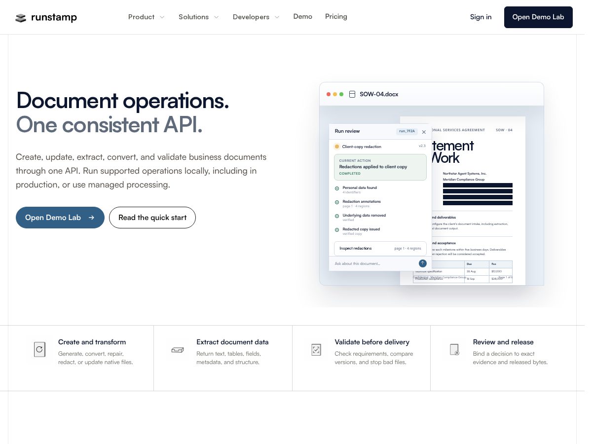 Landing-page snapshot of tryrunstamp.com