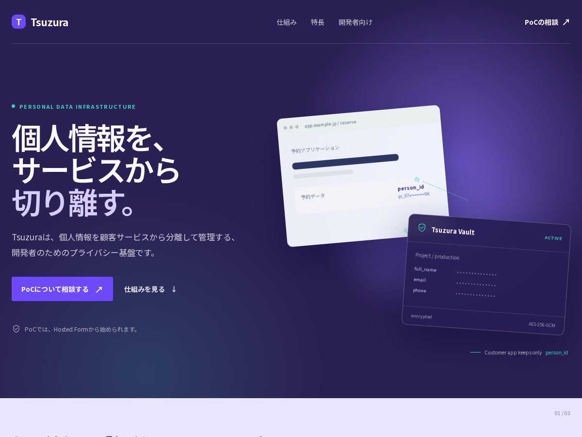 Landing-page snapshot of tsuzura.cloud
