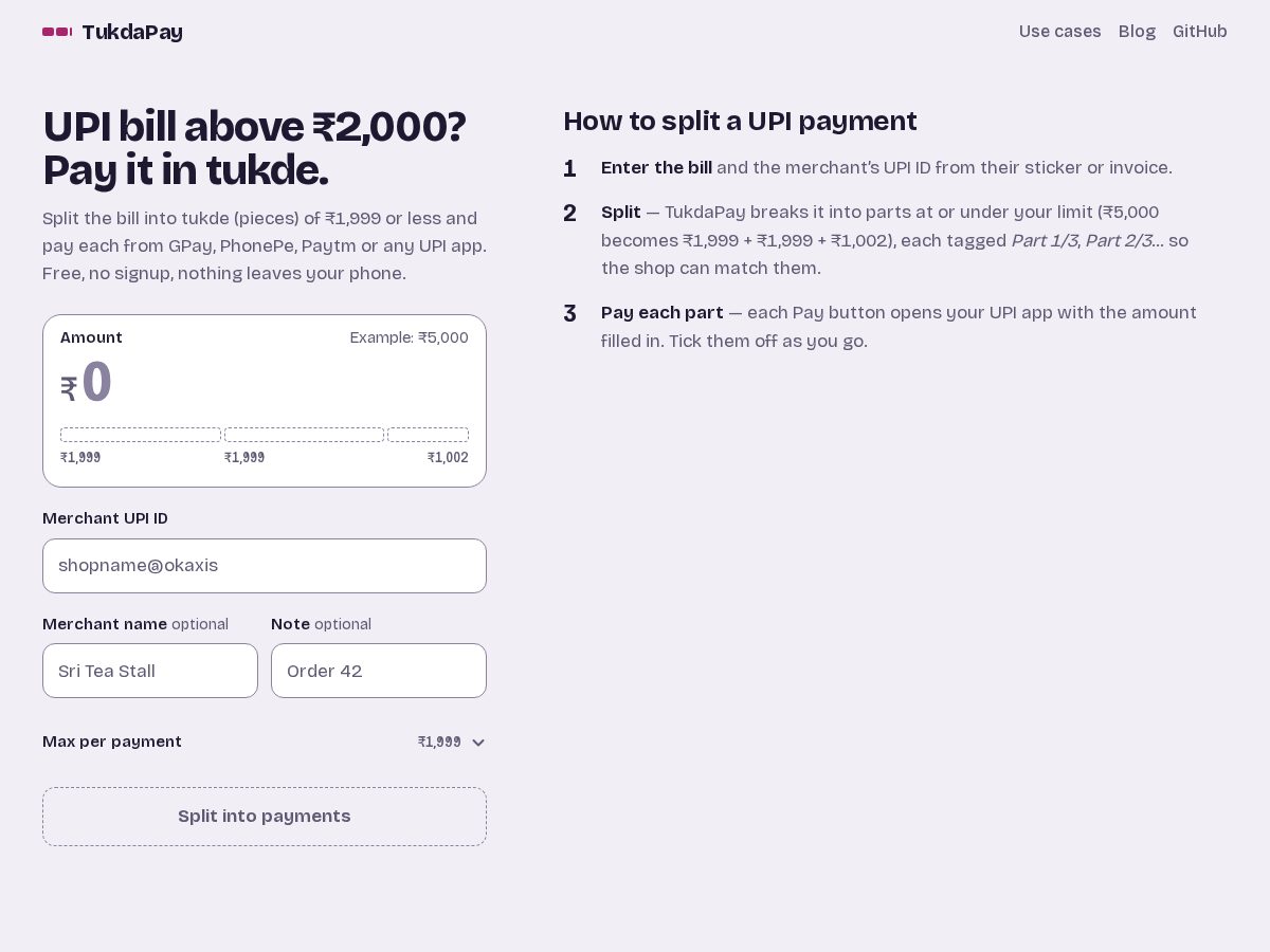 Landing-page snapshot of tukdapay.com