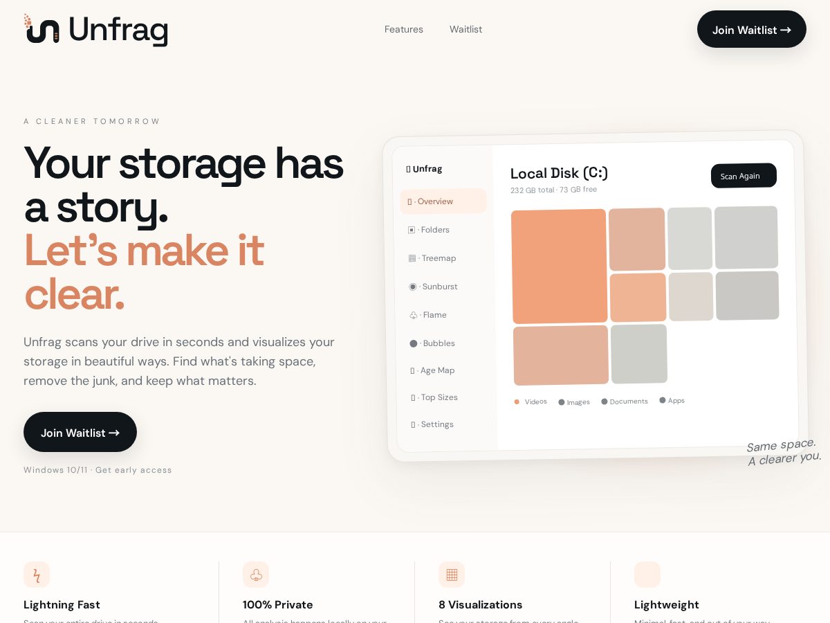 Landing-page snapshot of unfrag.space