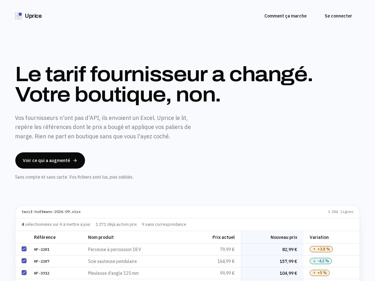 Landing-page snapshot of uprice.shop