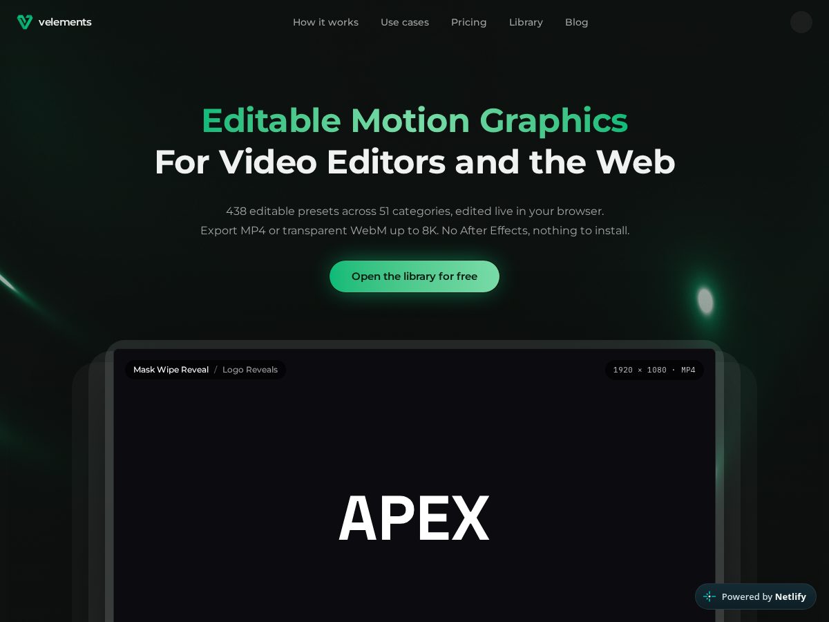 Landing-page snapshot of velements.store
