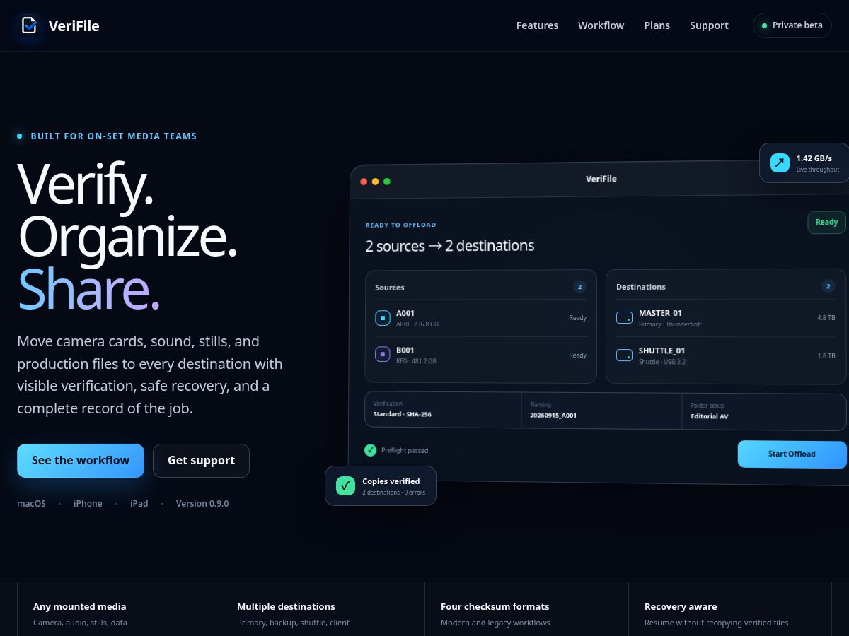 Landing-page snapshot of verifileapp.com
