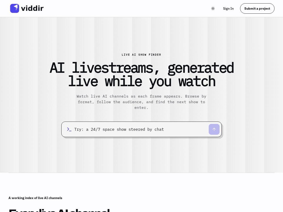 Landing-page snapshot of viddir.com