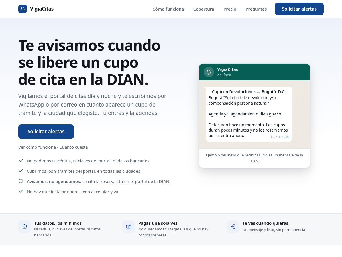 Landing-page snapshot of vigiacitas.com