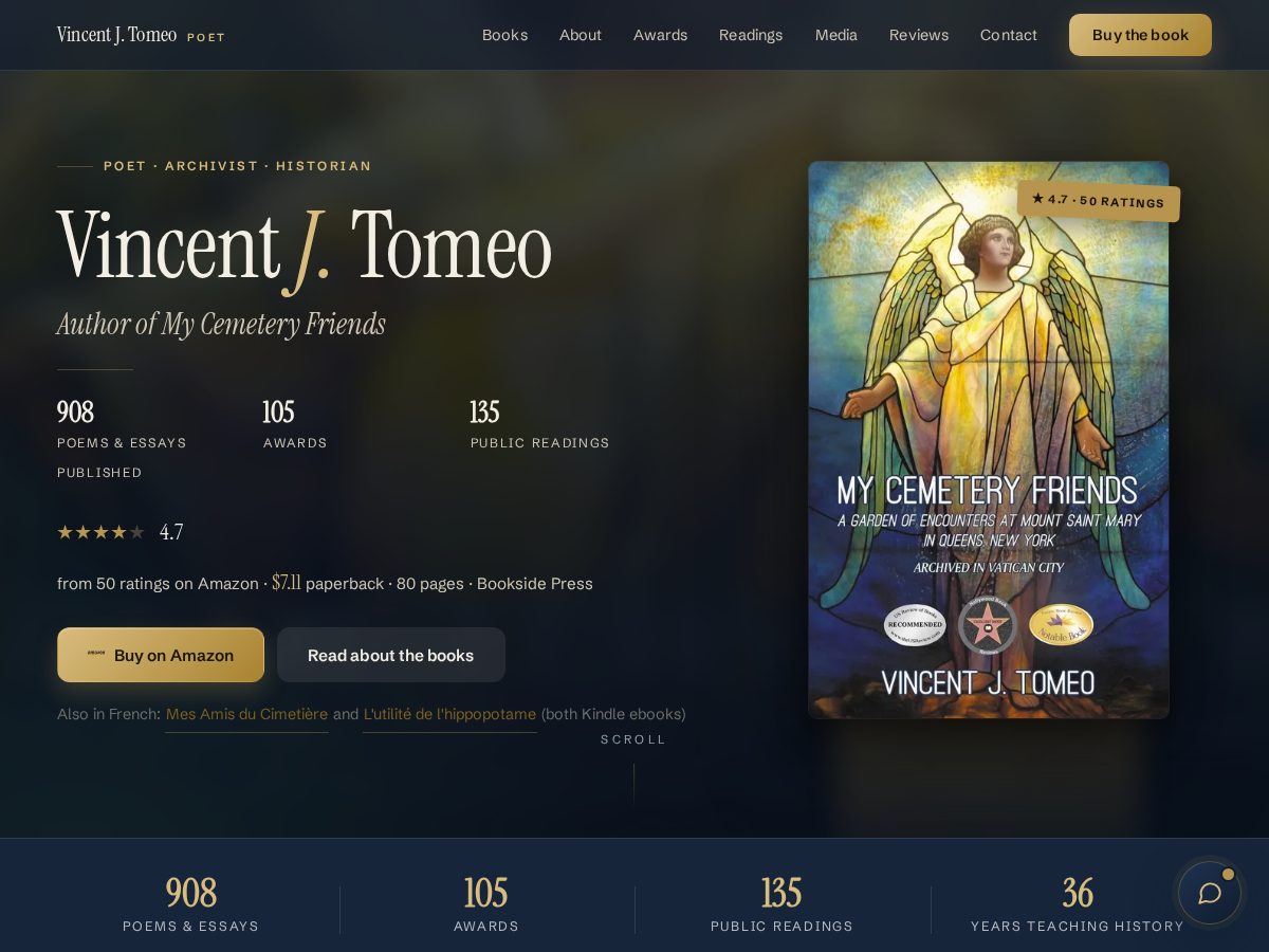 Landing-page snapshot of vincenttomeo.com