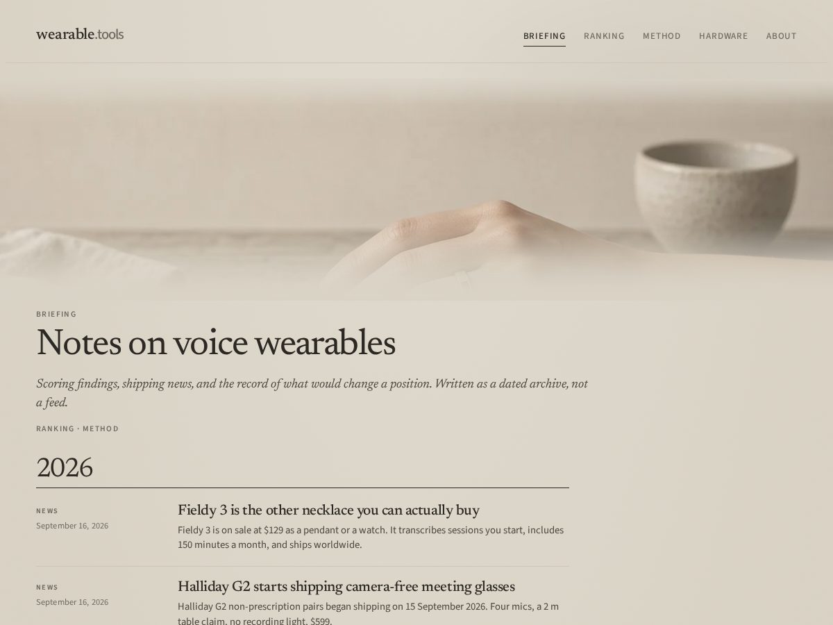 Landing-page snapshot of wearable.tools