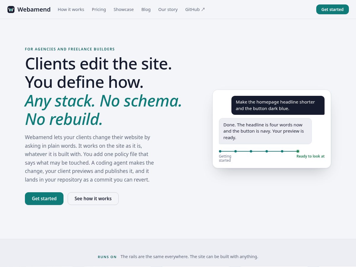 Landing-page snapshot of webamend.com