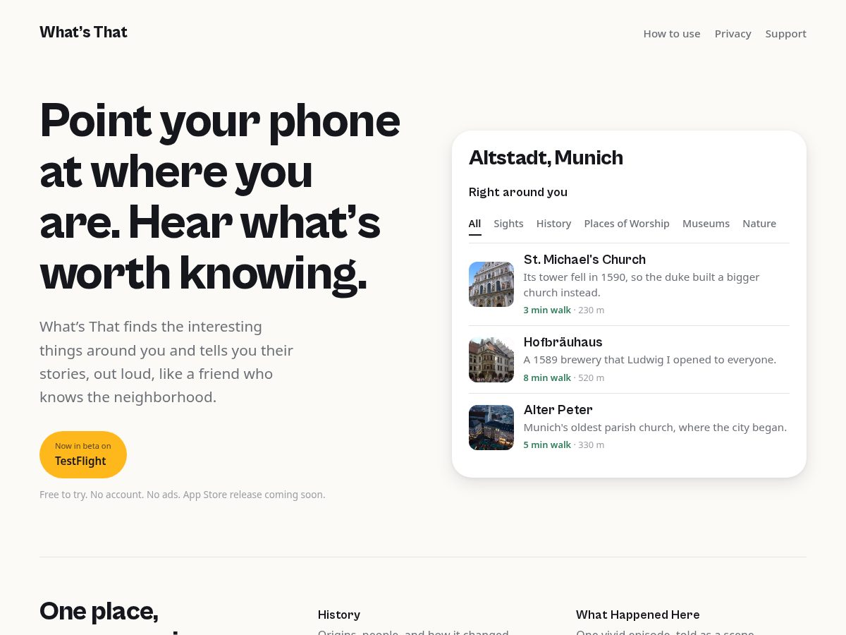 Landing-page snapshot of whatsthat.fyi