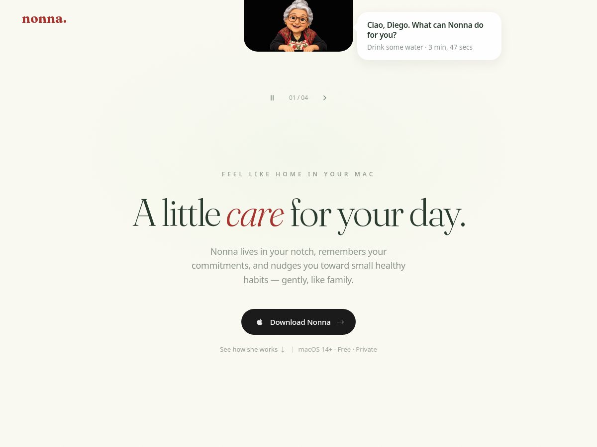 Landing-page snapshot of withnonna.com