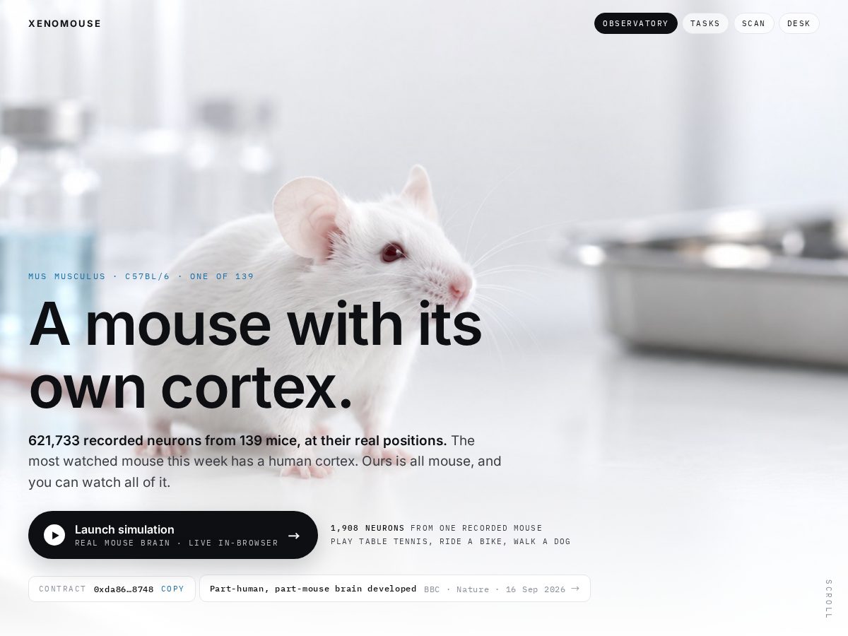 Landing-page snapshot of xenomouse.tech