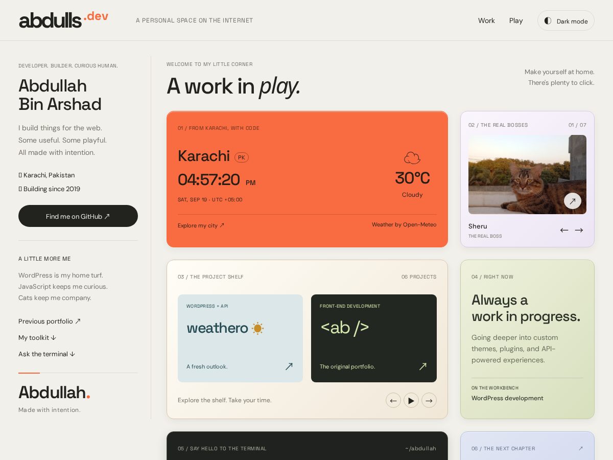Landing-page snapshot of abdulls.dev