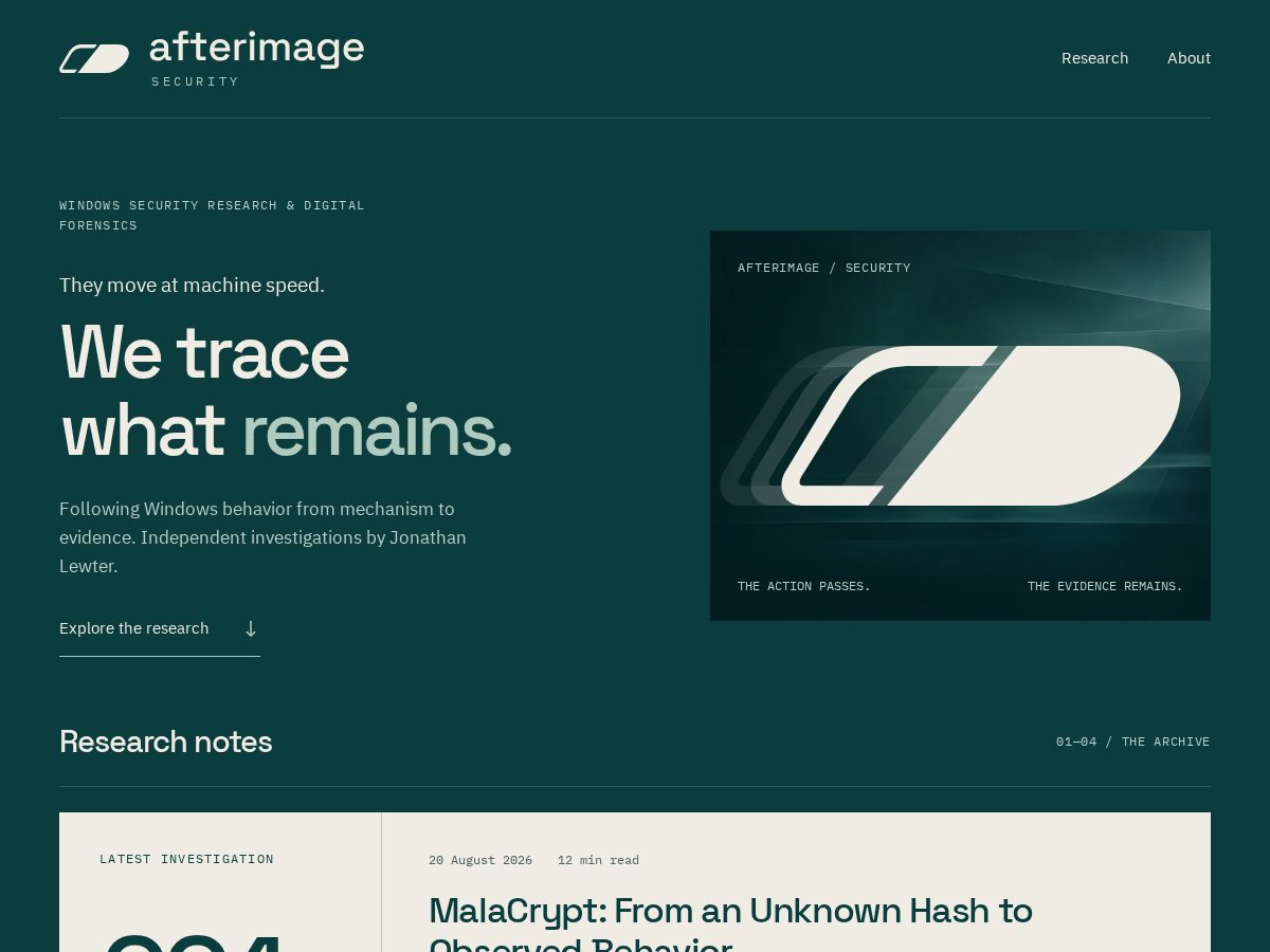Landing-page snapshot of afterimageunit.com
