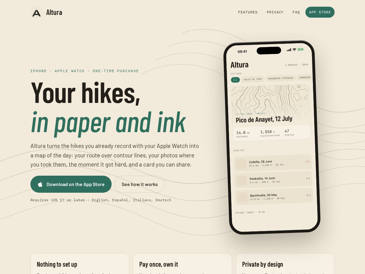 Landing-page snapshot of altura-app.com