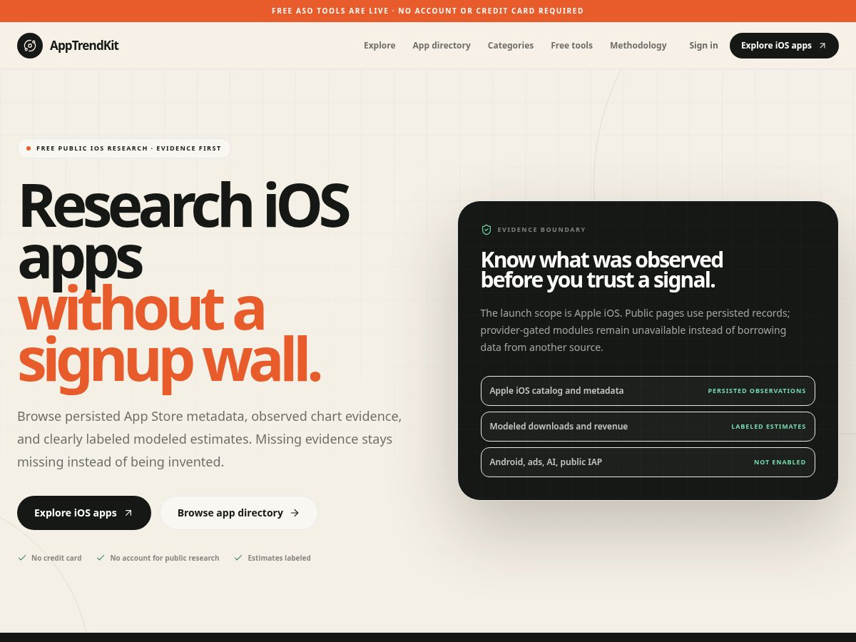 Landing-page snapshot of apptrendkit.com