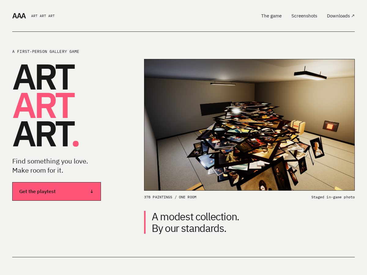 Landing-page snapshot of artartartgame.com