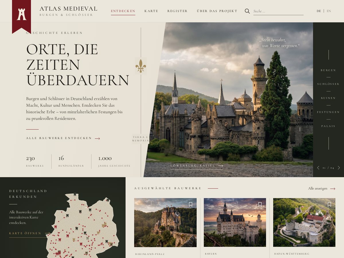 Landing-page snapshot of atlasmedieval.com