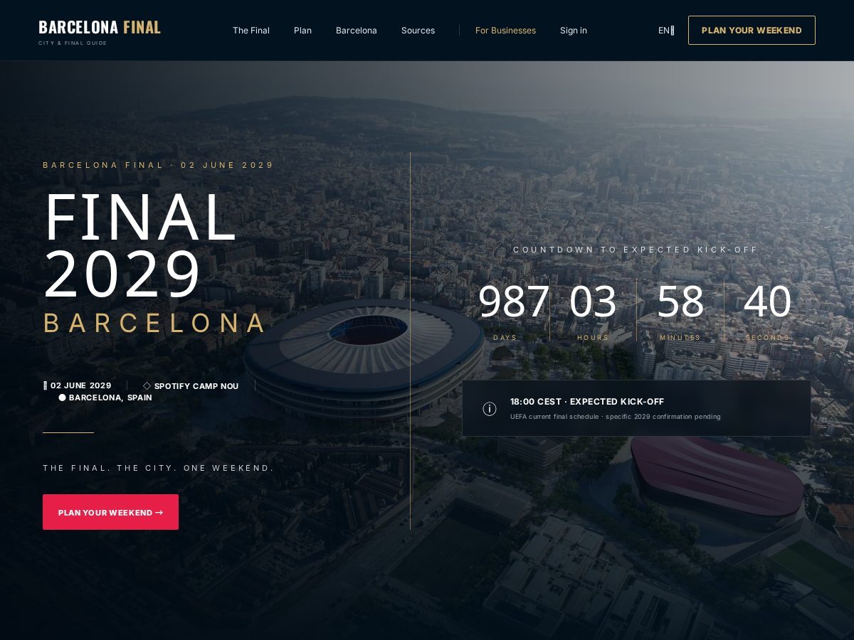 Landing-page snapshot of barcelonafinal.com
