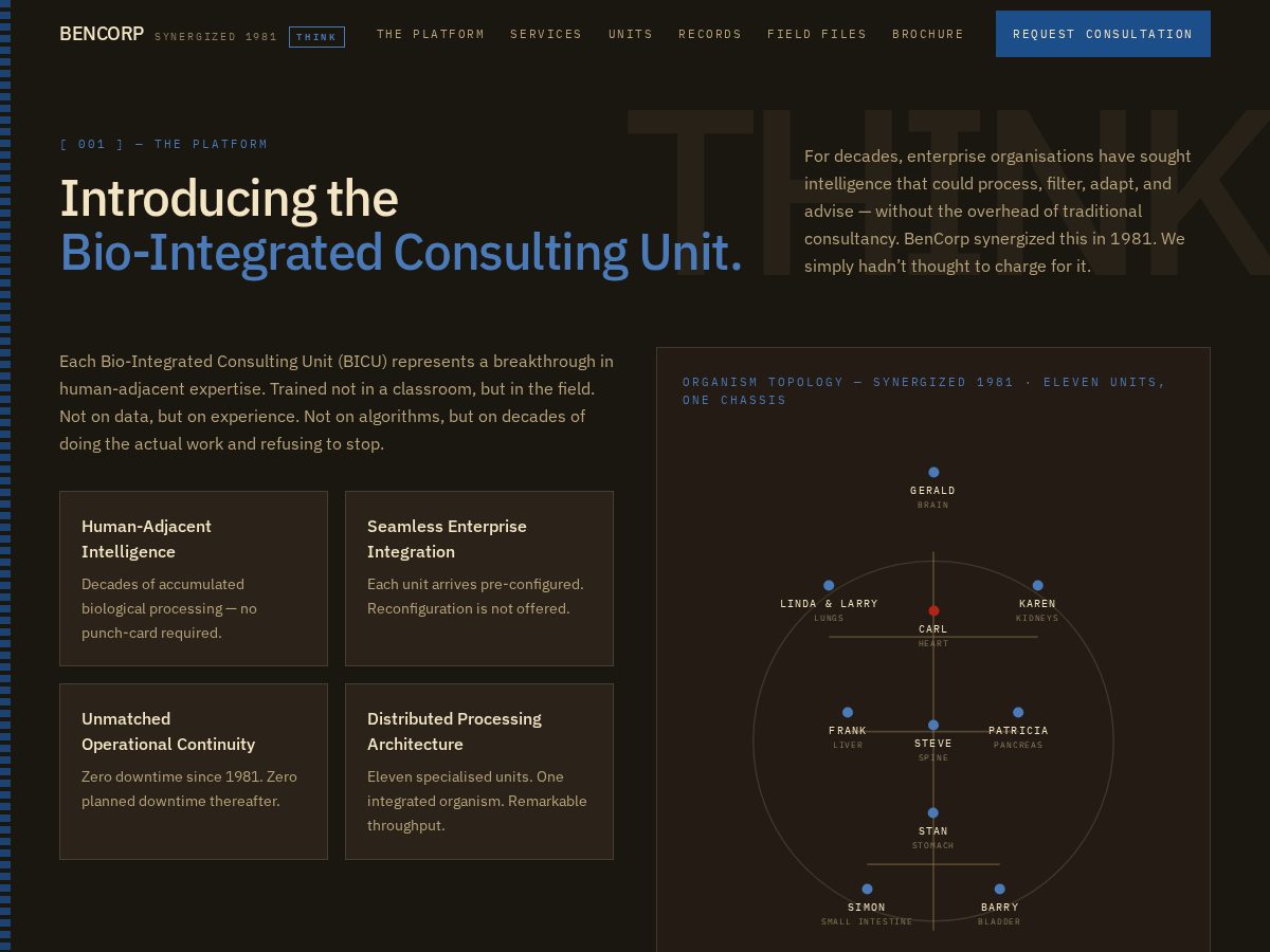 Landing-page snapshot of bencorp.tech