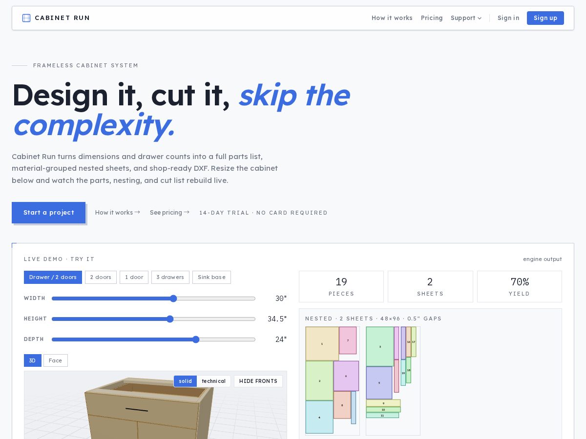 Landing-page snapshot of cabinetrun.com