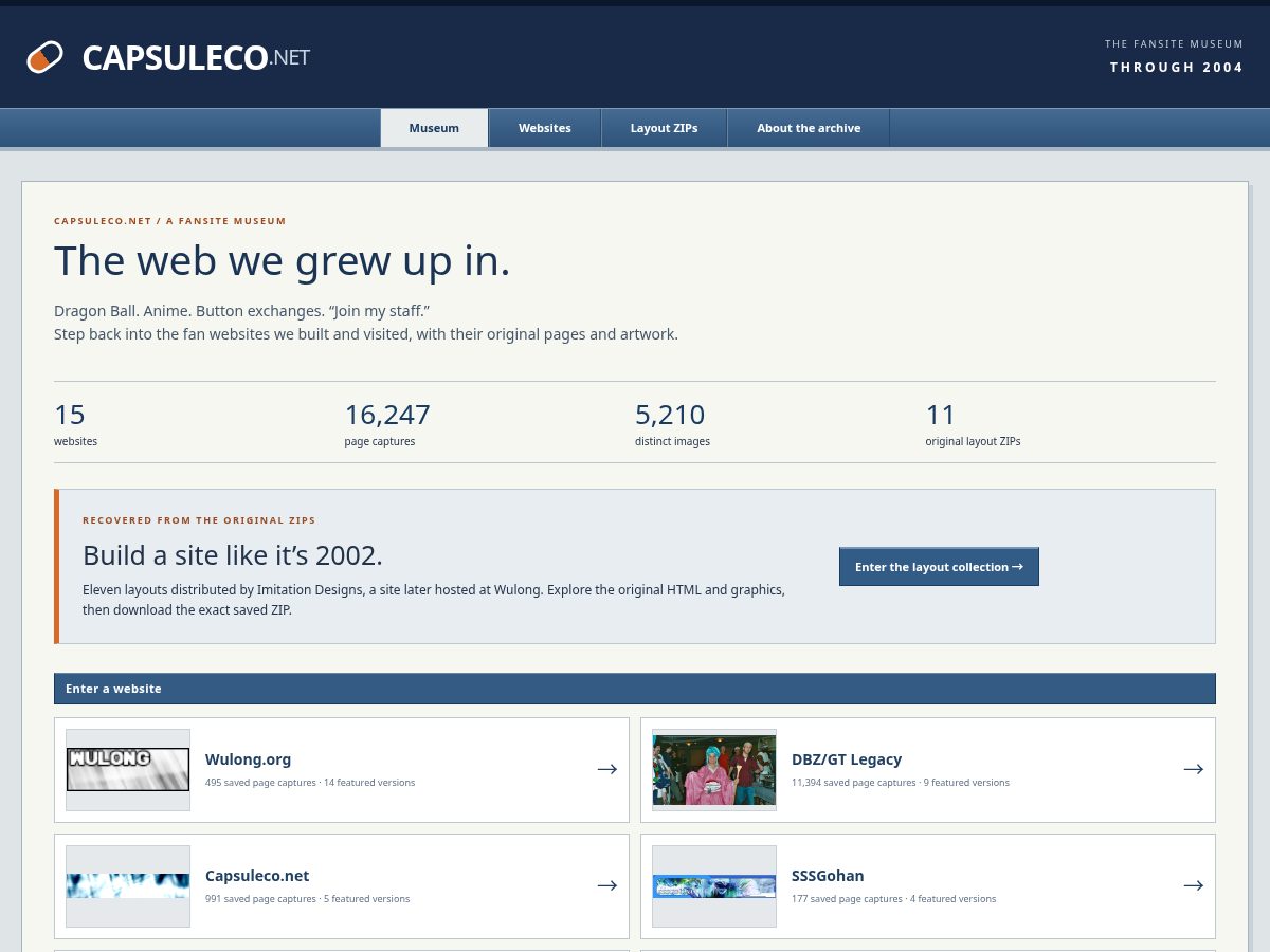 Landing-page snapshot of capsuleco.net